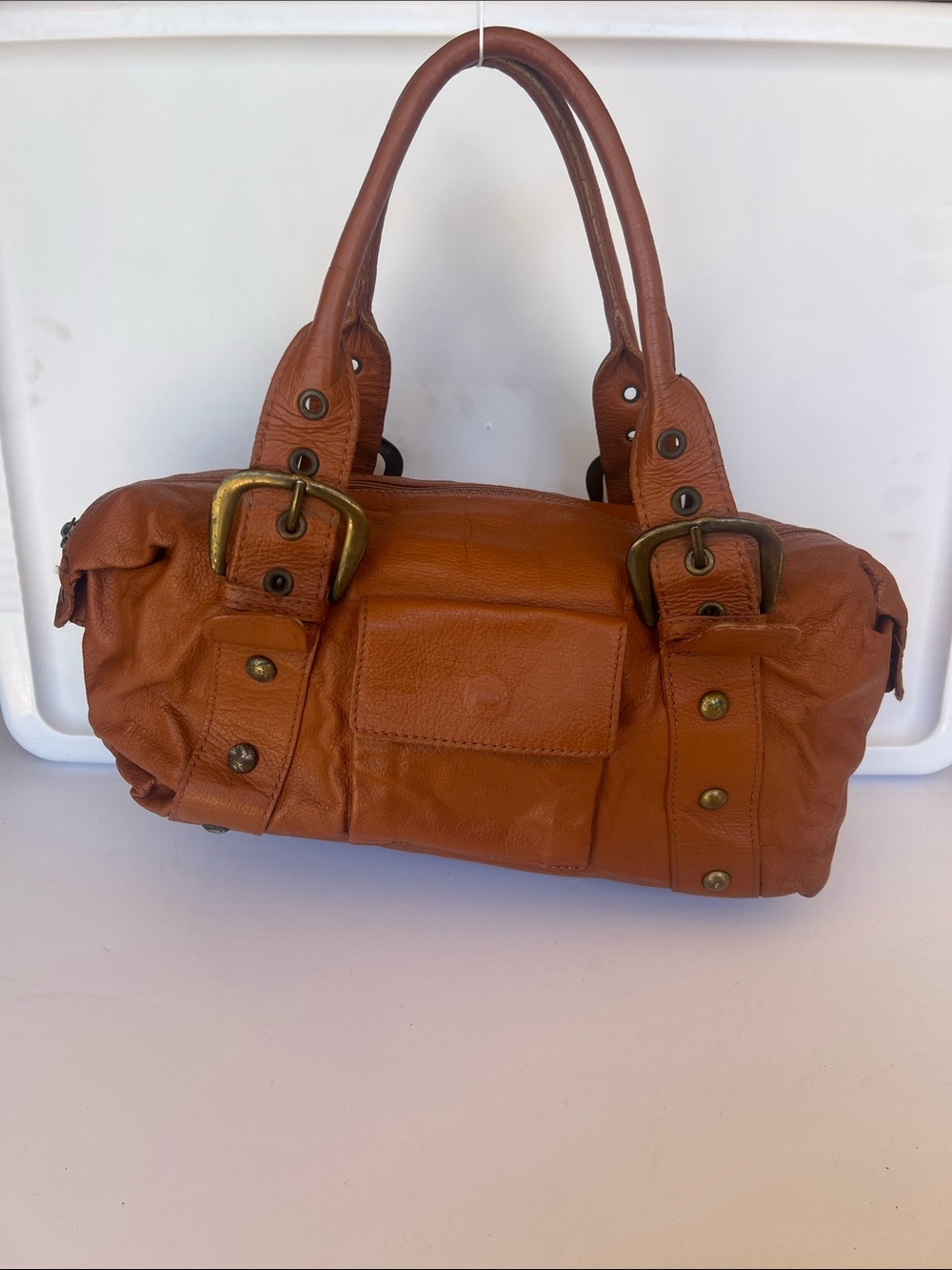 Deborah Gallo Classic Brown Leather Satchel Handbag